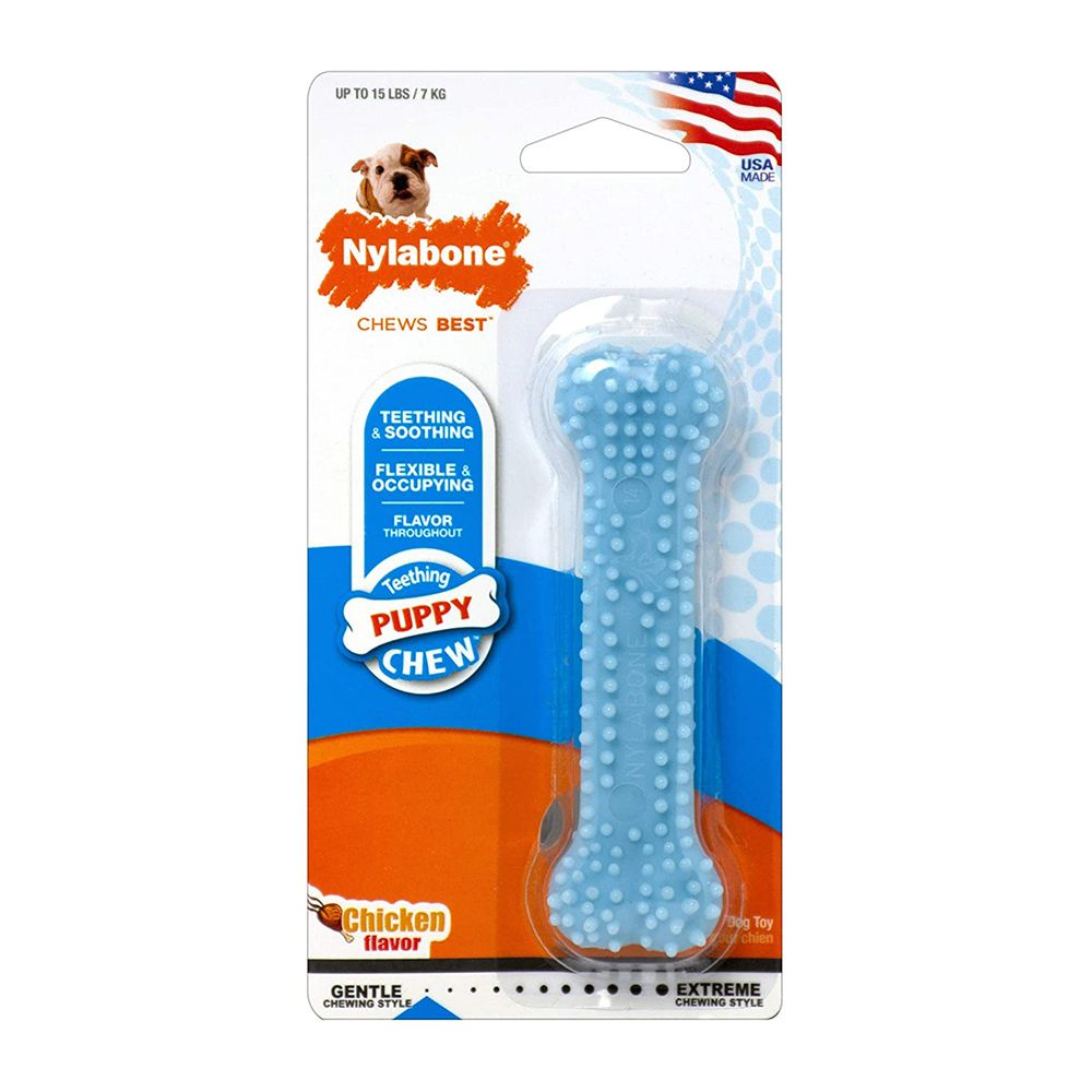 Nylabone Puppychew Teething Bone Chicken Blue Petite