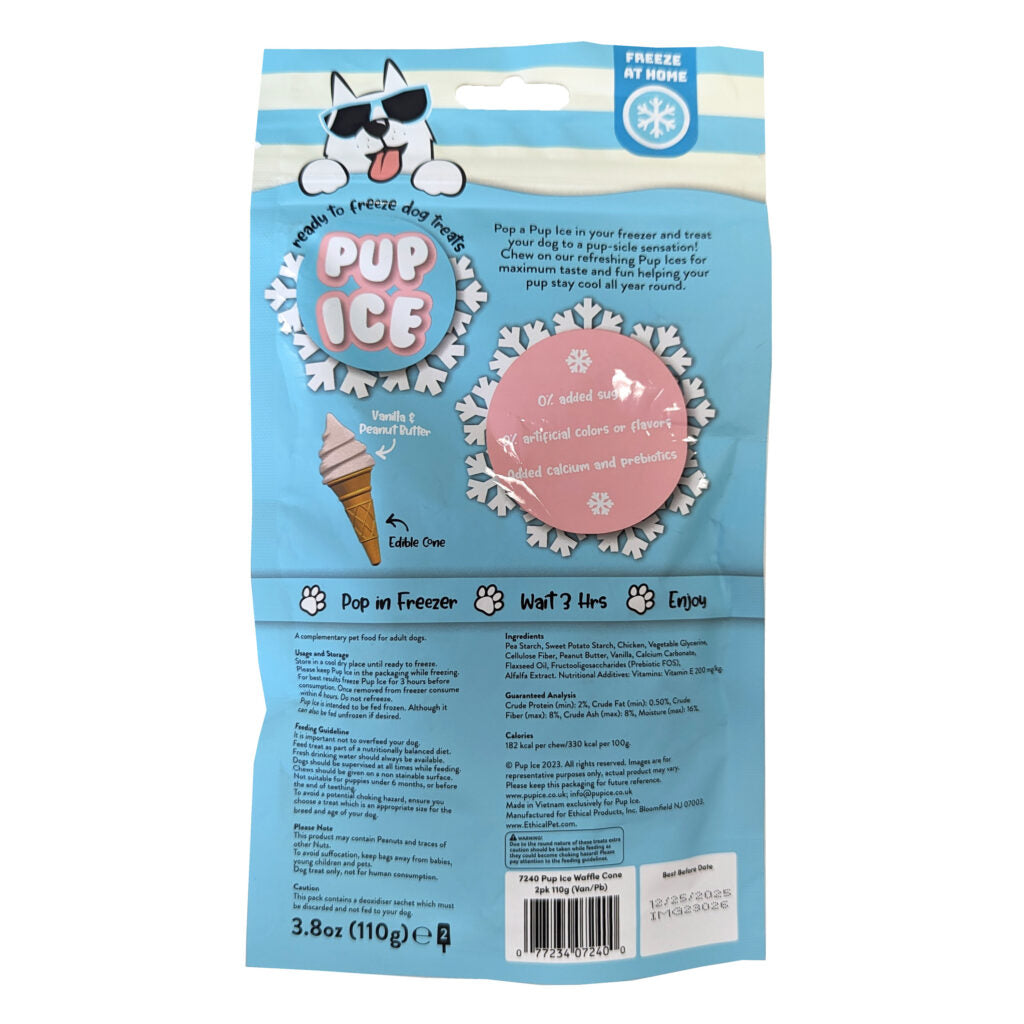 Pup Ice Wafflecone Peanut Butter Dog Treat 2-pc