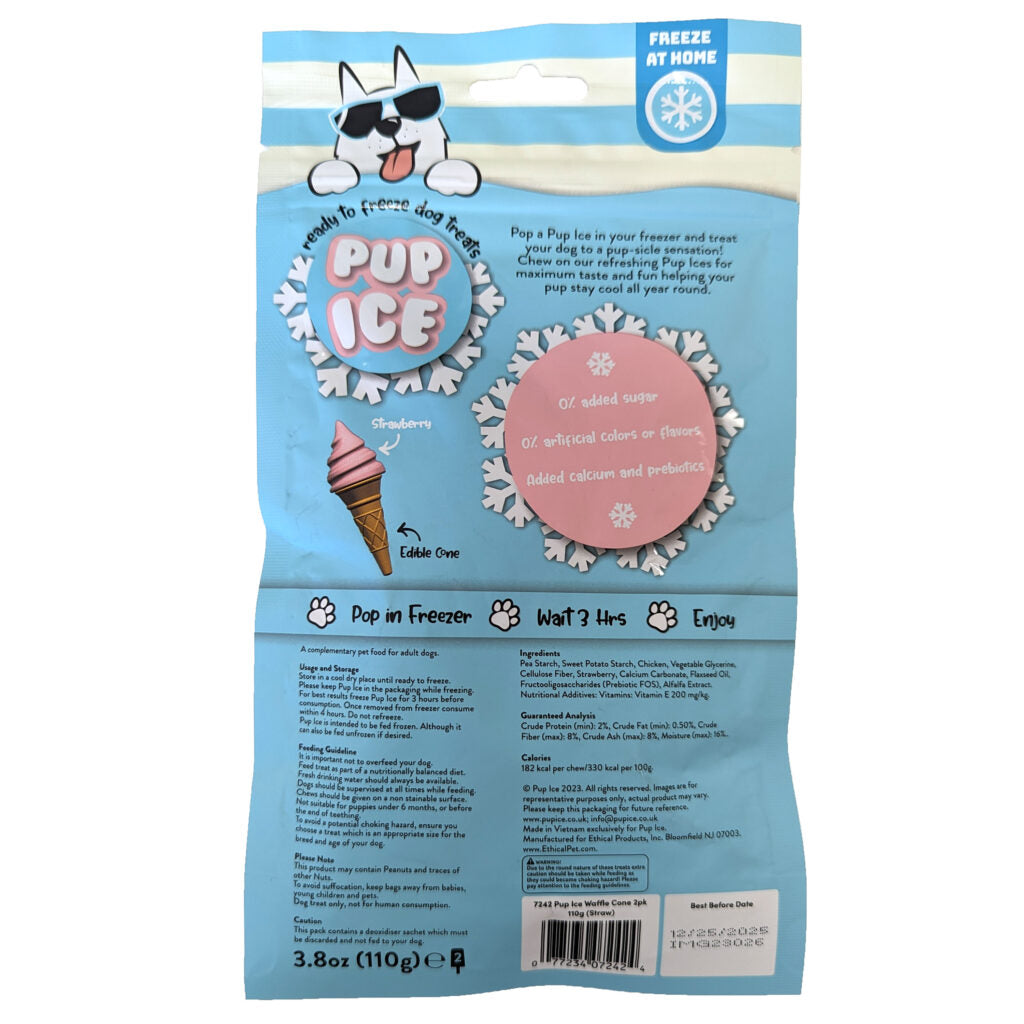 Pup Ice Wafflecone Strawberry Dog Treat 2-pc