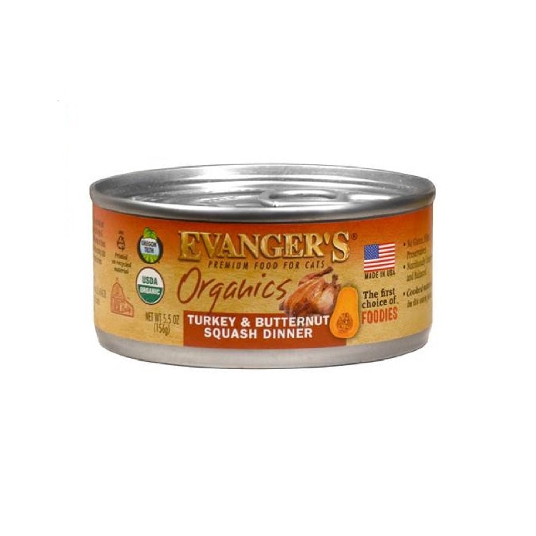 Evanger's Organics Turkey & Butternut Squash Cat Food 156g
