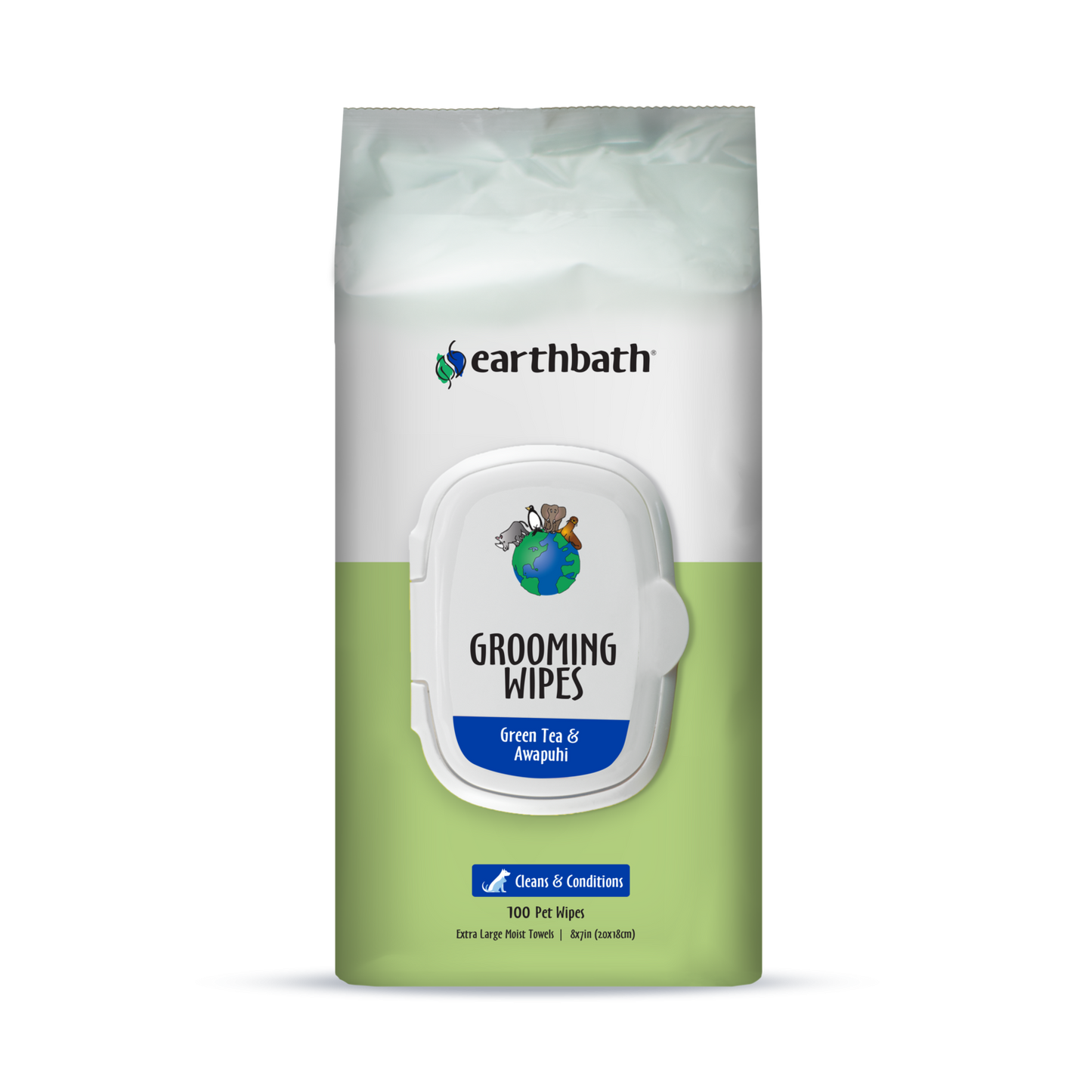 Earthbath Groom Wipes Green Tea & Awapuhi 100 Ct