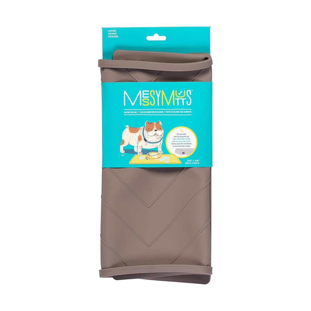 Messy Mutts Silicone Feeder Mat Rods Grey Medium