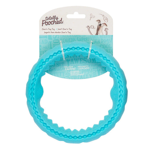 Totally Pooched Chew n' Tug Ring Toy Teal