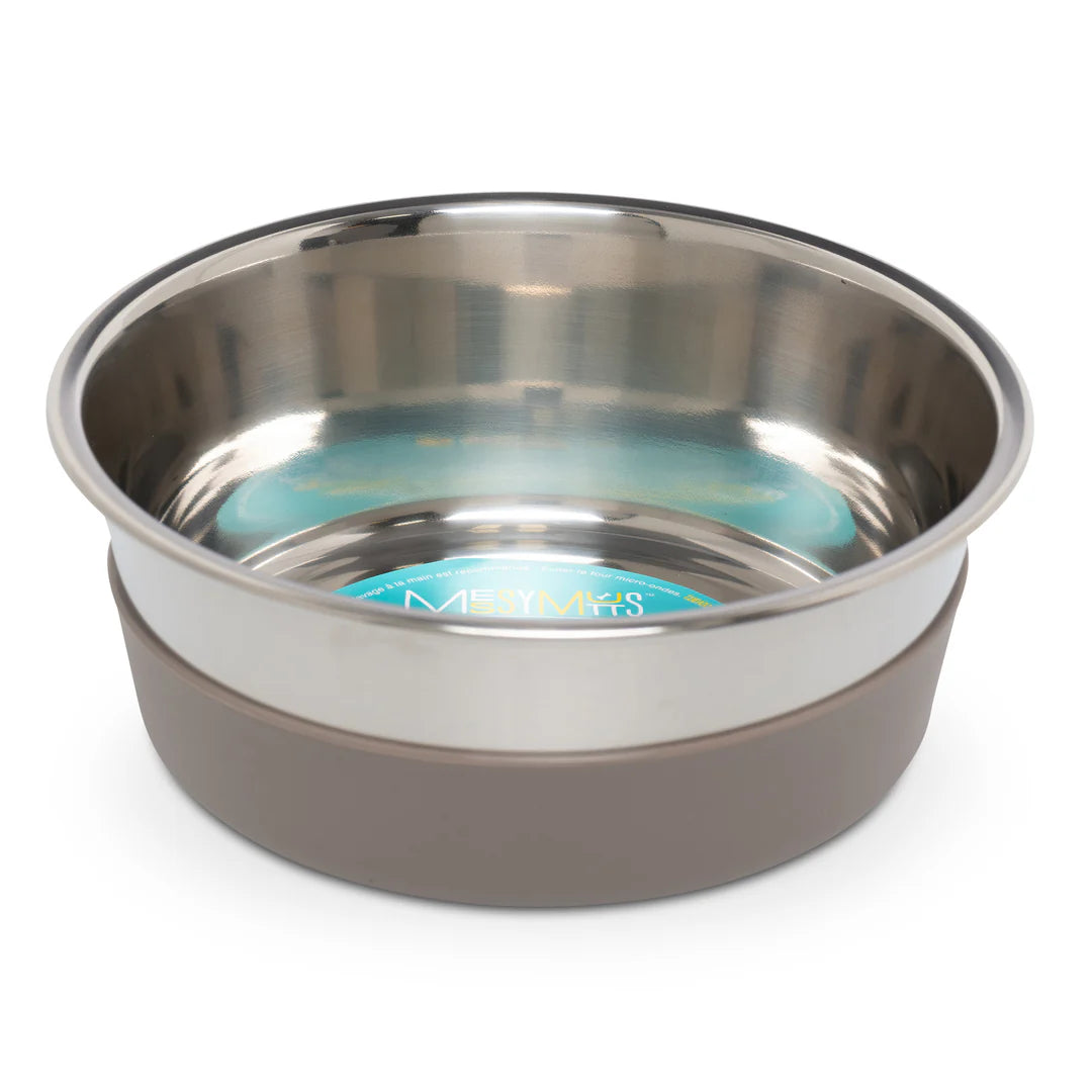 Messy Mutts Stainless Steel Non-Slip Bowl Gray Large