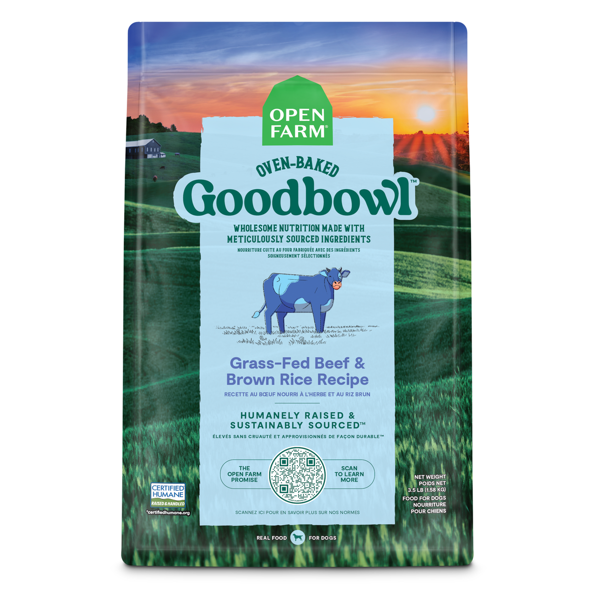Open Farm GoodBowl Oven-baked Grass-Fed Beef & Brown Rice Recipe Dry Dog Food 1.58kg