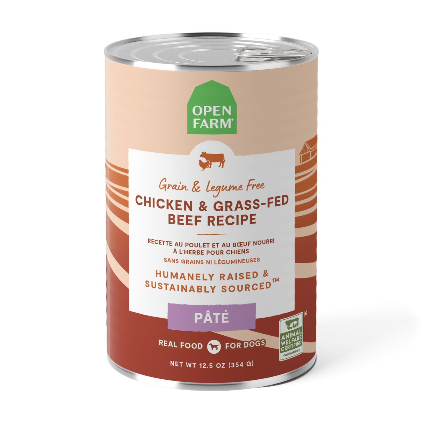 Open Farm Grain-free Chicken & Grass-Fed Beef Pate Canned Dog Food 354g