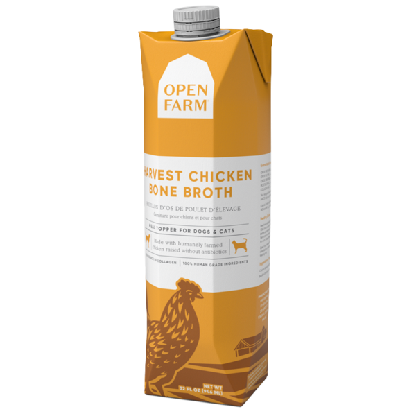 Open Farm Harvest Chicken Bone Broth Food Topper for Dogs and Cats 946ml