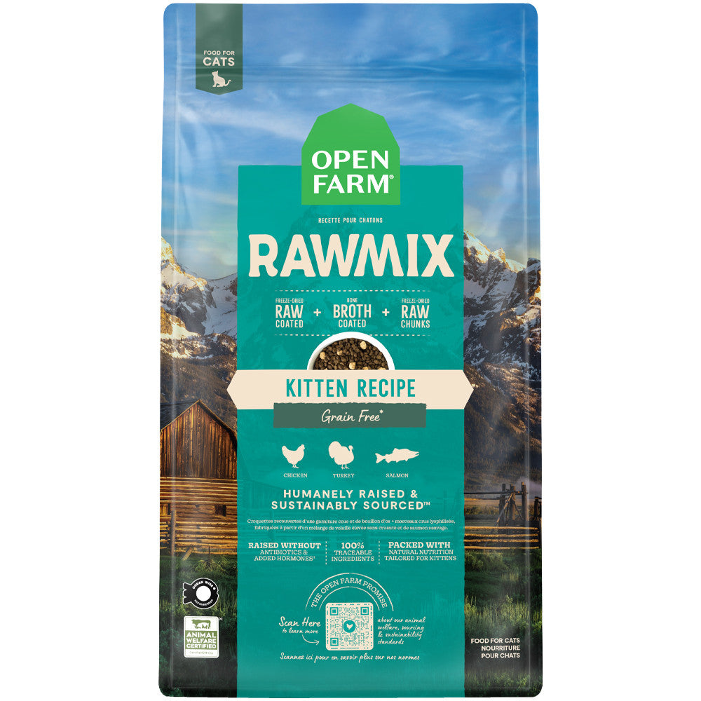 Open Farm RawMix Kitten Recipe Grain-free Chicken, Turkey and Salmon Dry Cat Food 1kg
