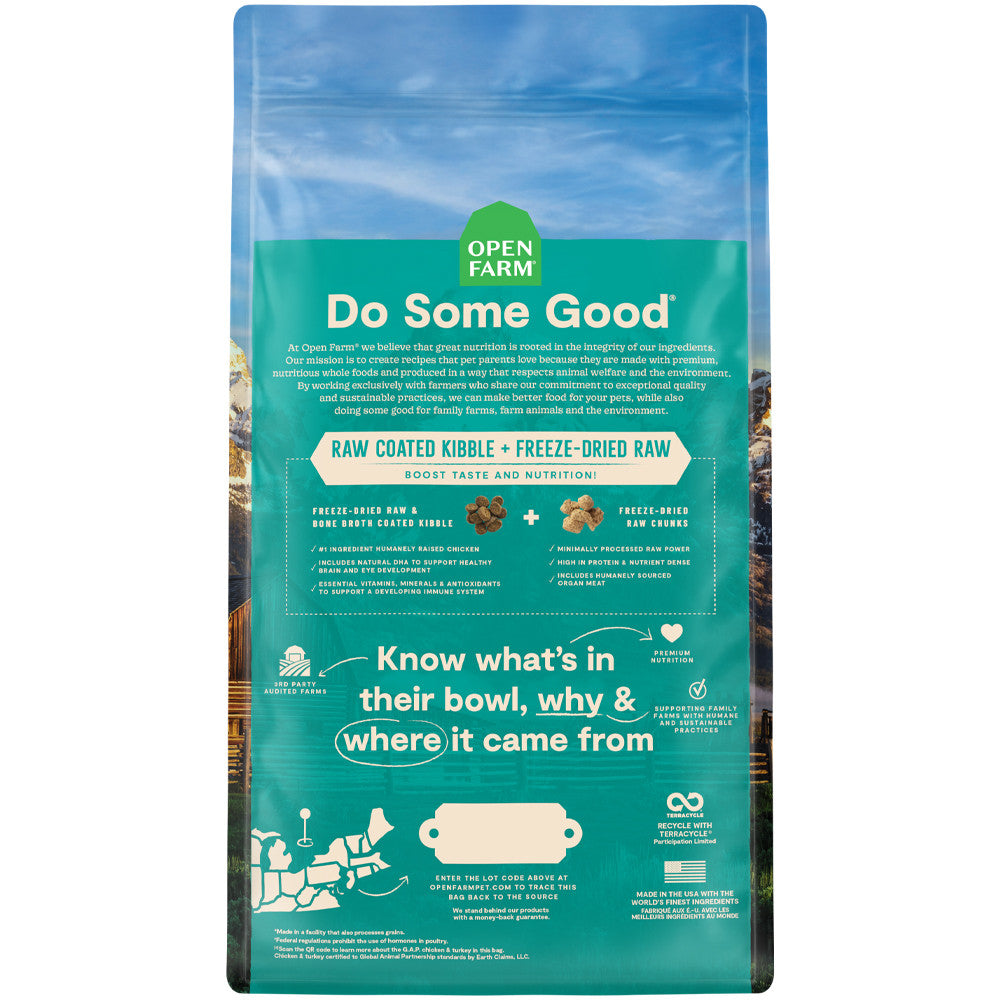 Open Farm RawMix Kitten Recipe Grain-free Chicken, Turkey and Salmon Dry Cat Food 1kg