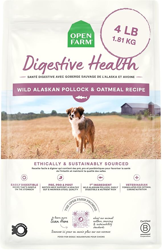 Open Farm Digestive Health Wild Alaskan Pollock & Oatmeal Recipe Dry Dog Food 1.81kg