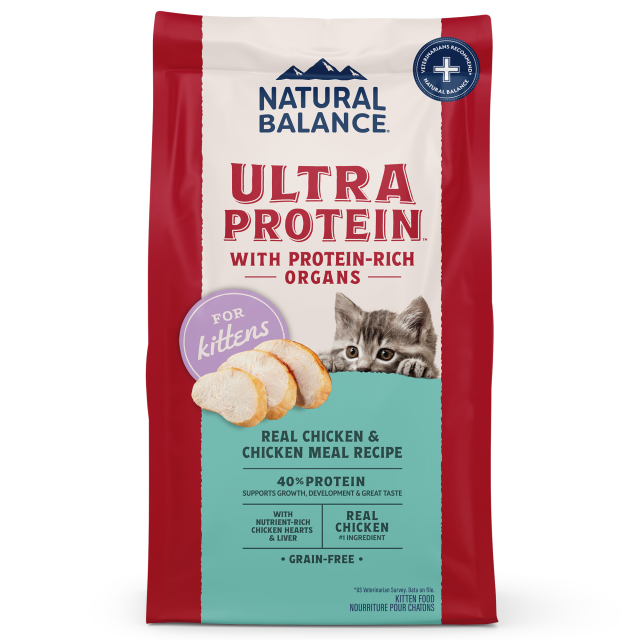 Natural Balance Ultra Protein Chicken & Chicken Meal Kitten Recipe with Organs Dry Cat Food 1.36kg