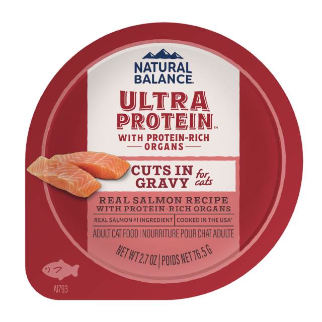 Natural Balance Ultra Protein Cuts in Gravy Salmon & Organs Recipe Wet Cat Food 76.5g