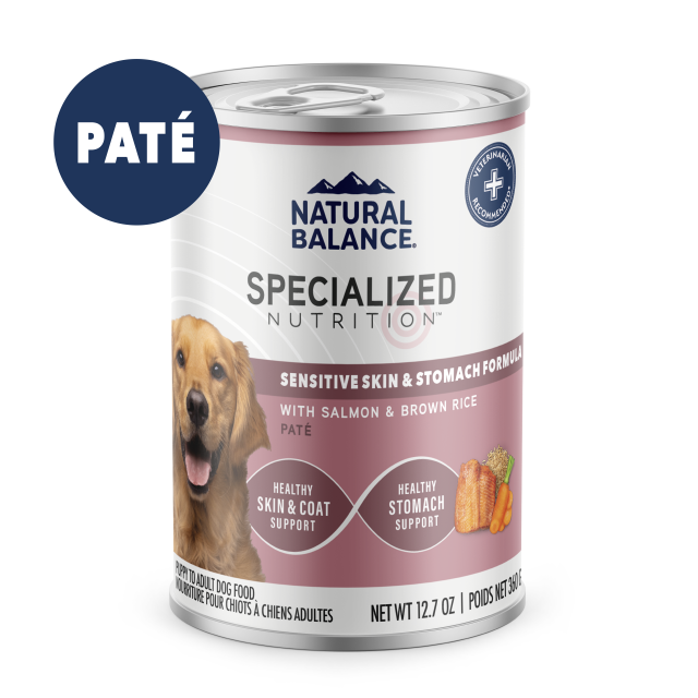 Natural Balance Specialized Nutrition Sensitive Skin & Stomach Salmon & Brown Rice Pate Wet Dog Food 360g