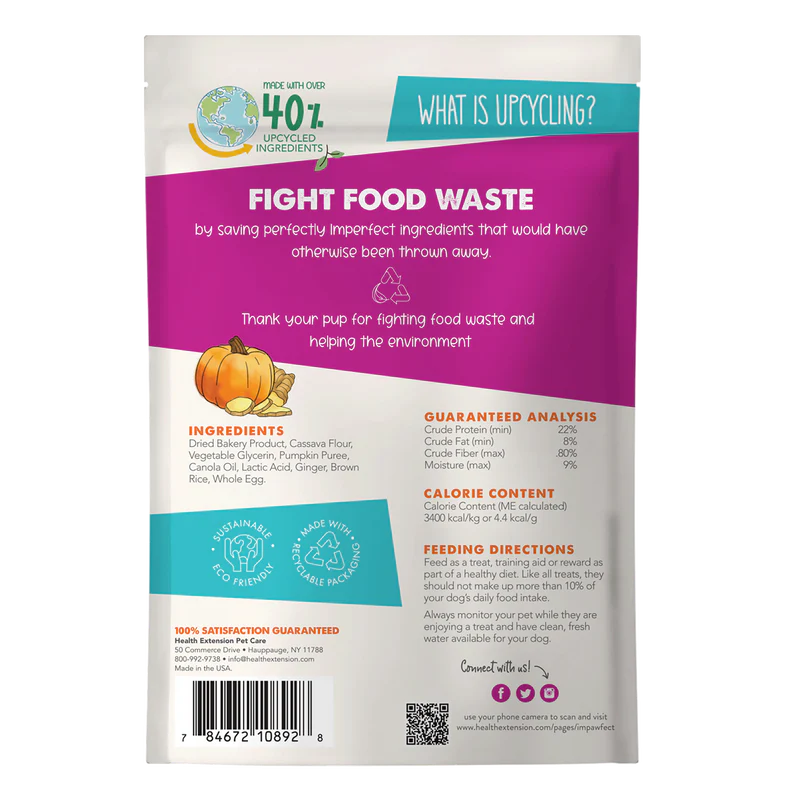 Health Extension Impawfect Pumpkin and Ginger Soft Baked Treats for Digestive Support 128g