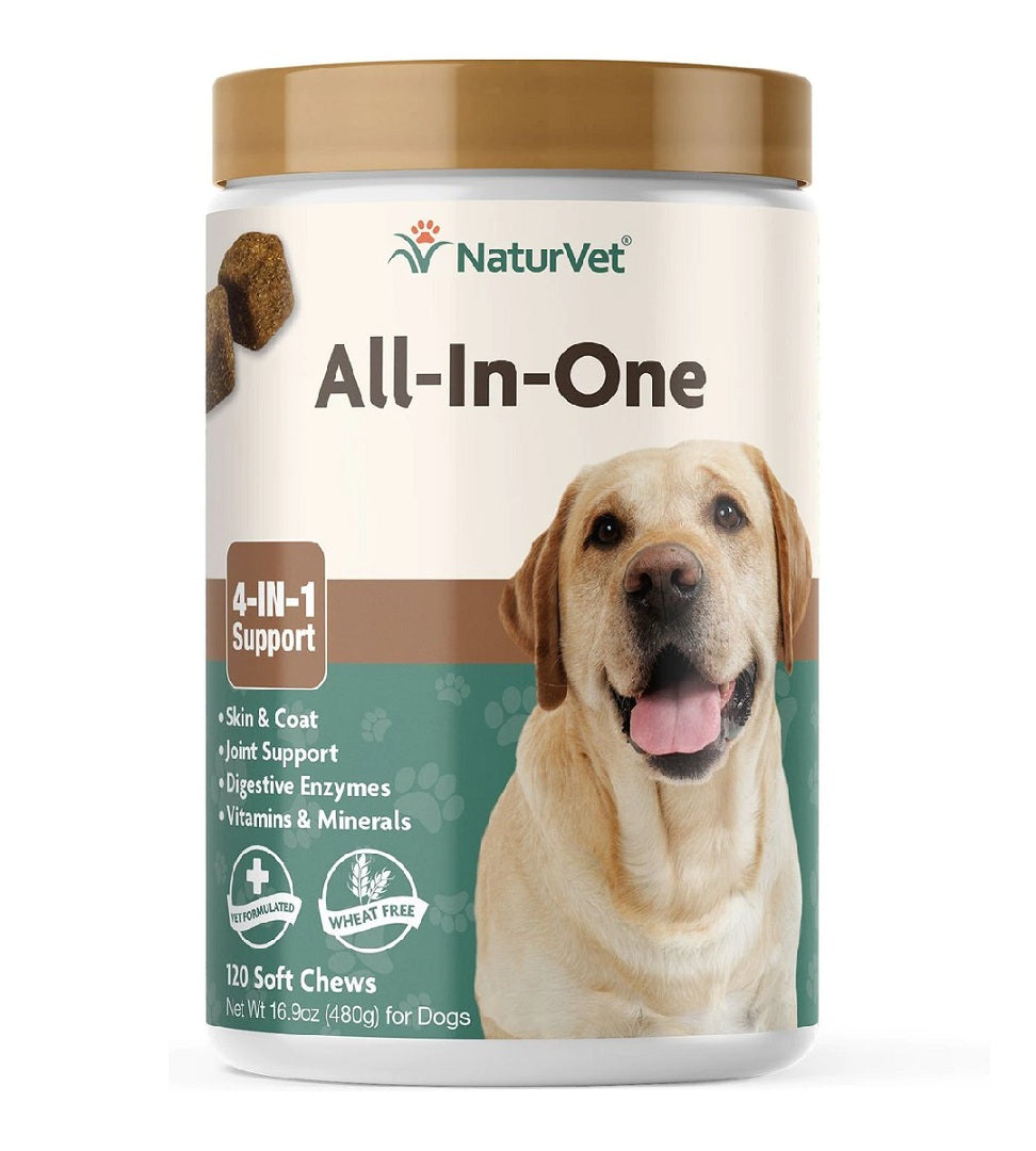 NaturVet All-in-One Support Dog Supplements 120 Soft Chews – Bow