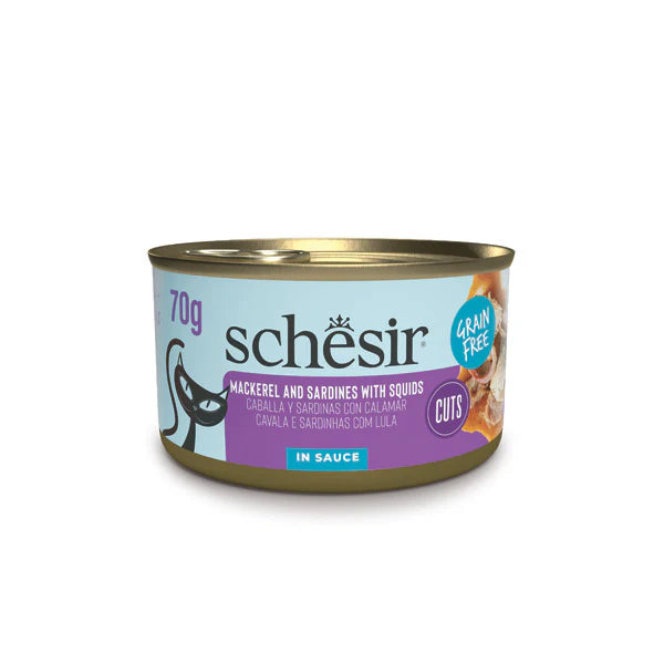 Schesir Mackerel and Sardines with Squid in Sauce Grain-free Wet Cat Food 70g