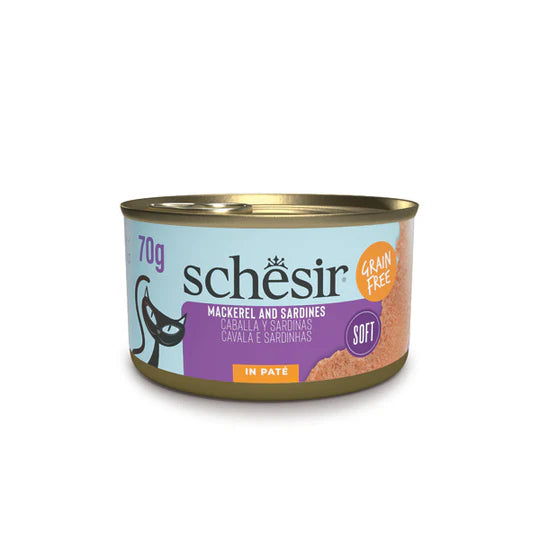Schesir Mackerel and Sardine in Pate Grain-free Wet Cat Food 70g