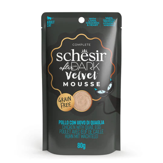 Schesir After Dark Velvet Mousse Chicken with Quail Egg Grain-free Wet Cat Food 80g