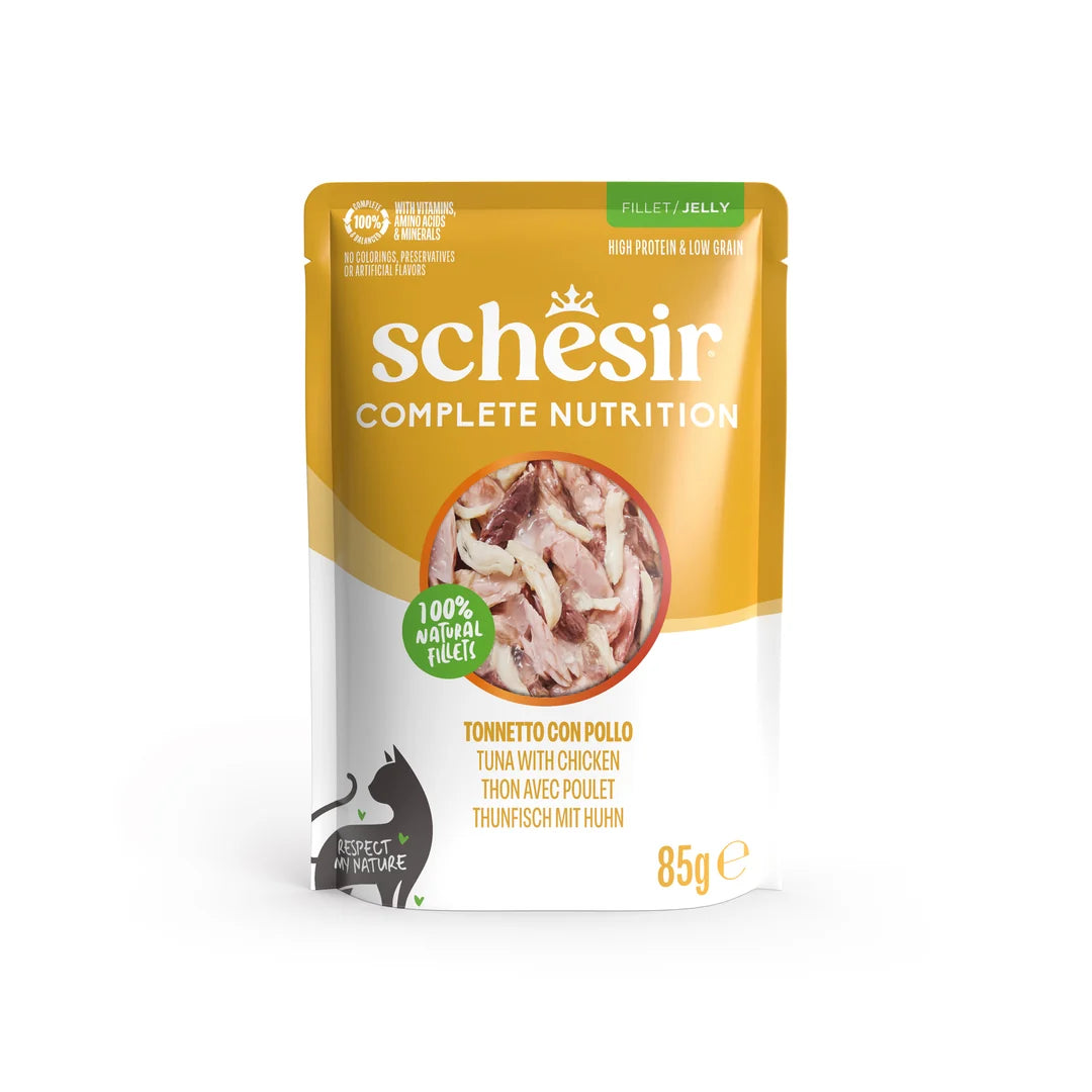 Schesir Complete Nutrition Tuna with Chicken Fillet in Jelly Wet Cat Food Pouch 85g