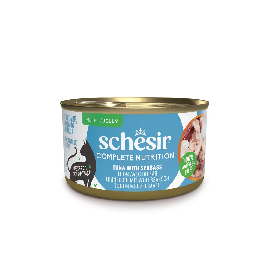 Schesir Complete Nutrition Tuna with Seabass Fillet in Jelly Wet Cat Food 85g