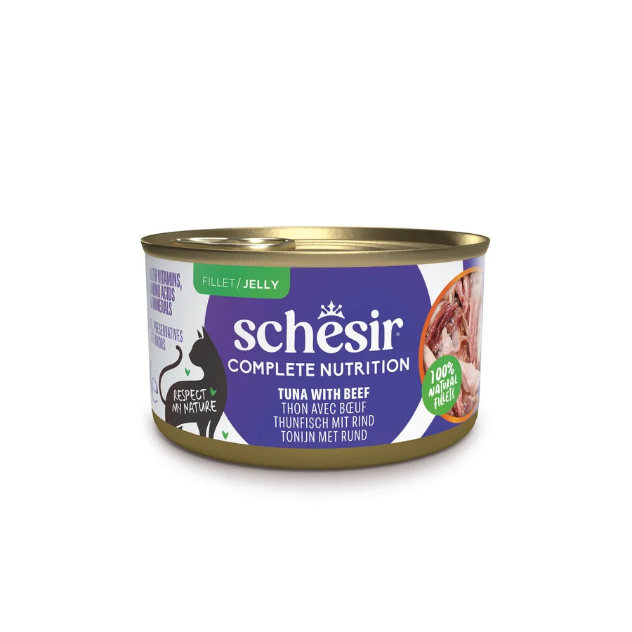 Schesir Complete Nutrition Tuna with Beef Fillet in Jelly Wet Cat Food 85g