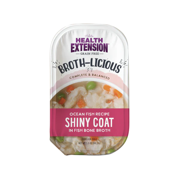 Health Extension Grain-free Broth-licious Shiny Coat Ocean Fish Recipe in Fish Bone Broth Wet Dog Food 99.2g