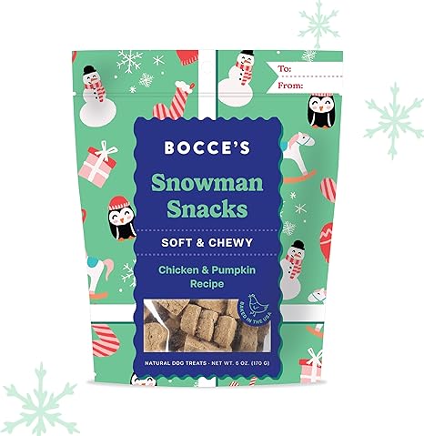 Bocce's Bakery Snowman Snacks Soft & Chewy Chicken & Pumpkin Recipe Dog Treats 170g
