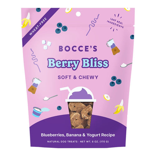 Bocce's Bakery Berry Bliss Soft & Chewy Blueberries, Banana & Yogurt Recipe Dog Treats 170g