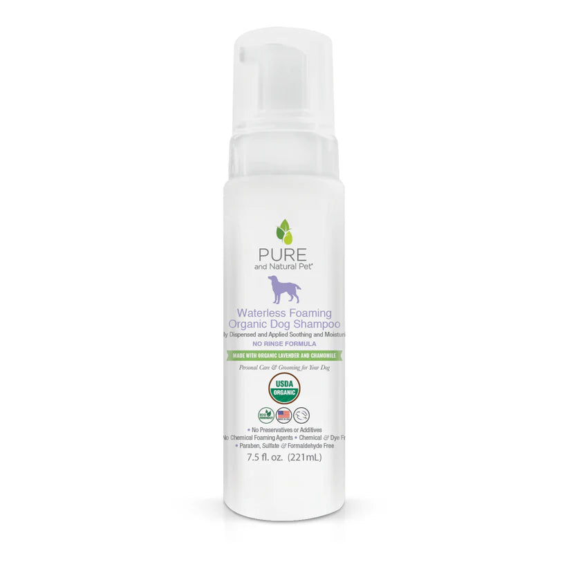 Pure and Natural Pet USDA Organic Waterless Foaming Shampoo for Dogs 221ml