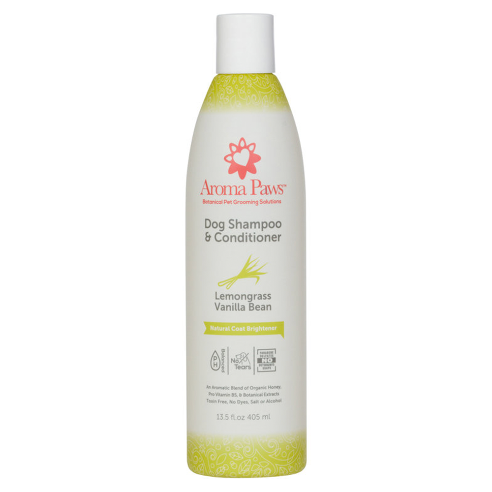 Aroma Paws Natural Coat Brightener Shampoo Lemongrass Vanilla Bean 405ml
