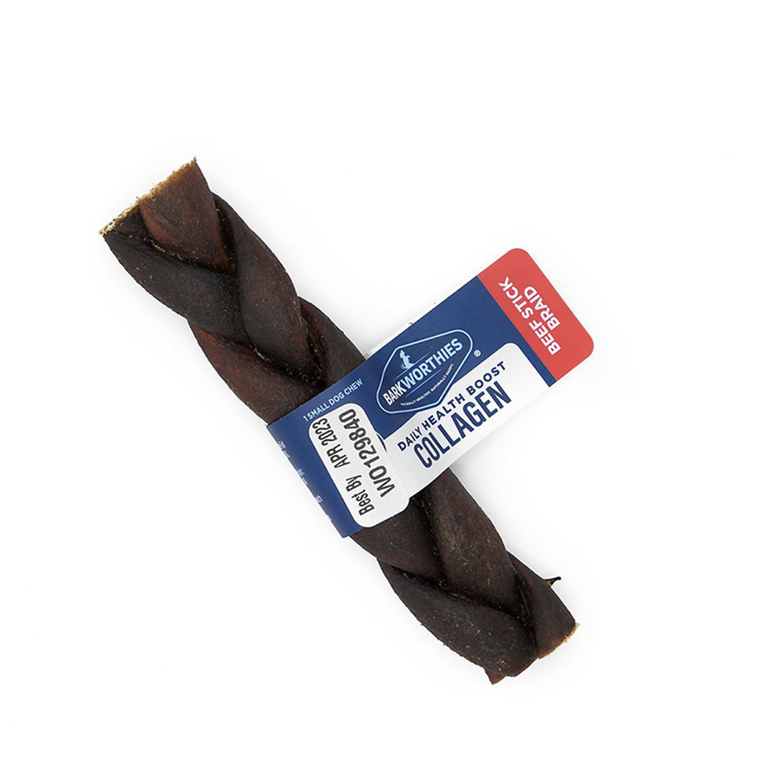 Barkworthies Daily Health Boost Collagen Beef Stick Braid 5in.