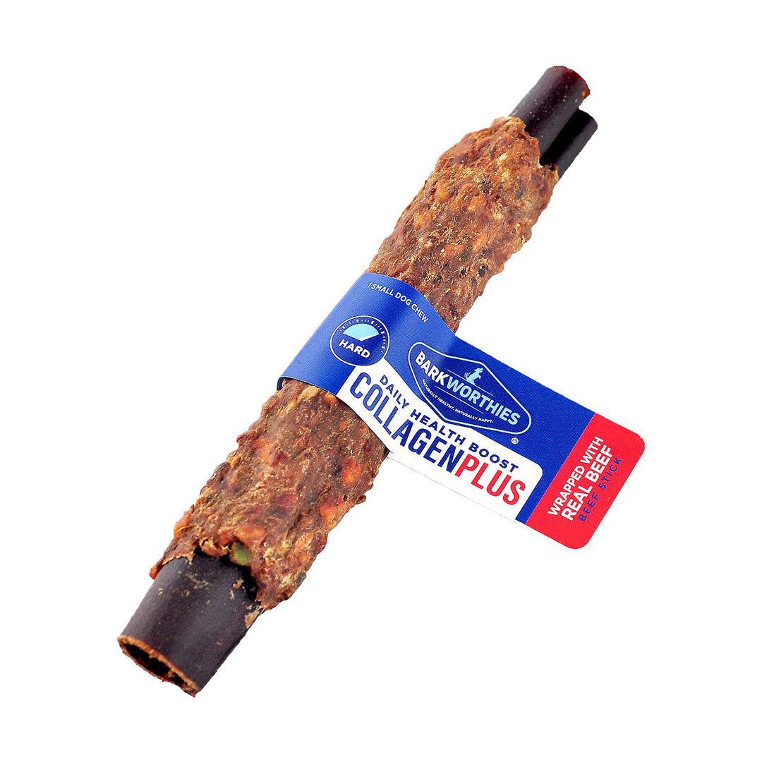 Barkworthies Daily Health Boost Collagen Beef Stick with Real Beef Wrap 6in.