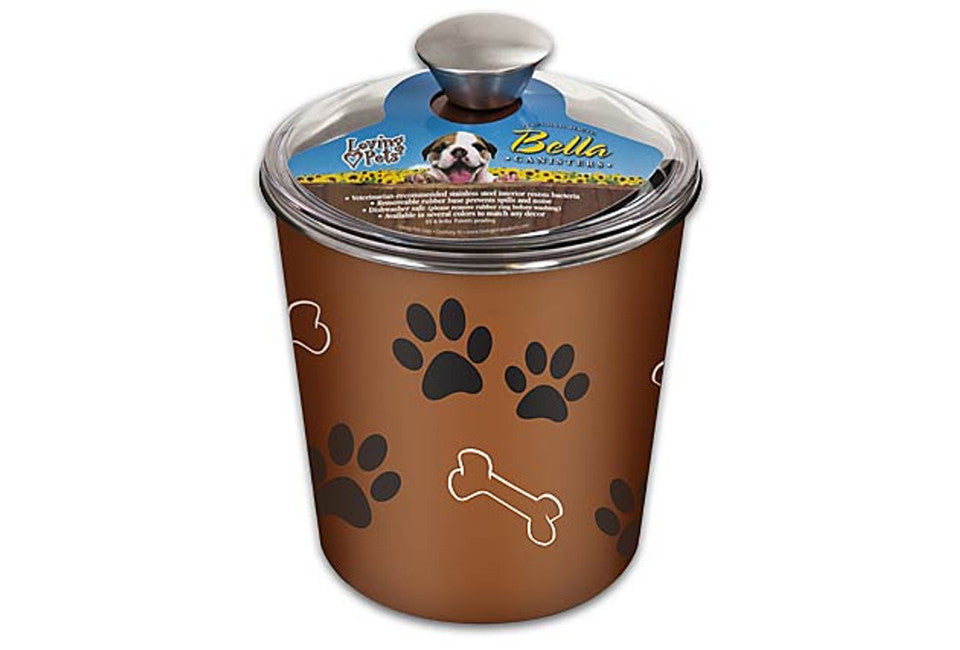Loving Pets Bella Dog Bowl Treat Canister Espresso