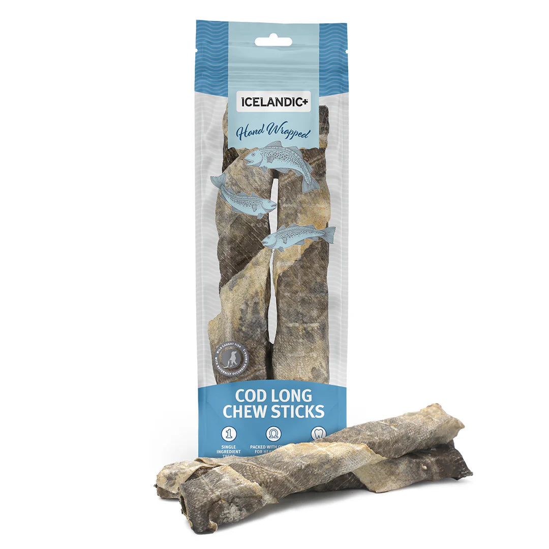 Icelandic+ Long Chew Sticks Cod Skin 25.4cm 2-pc