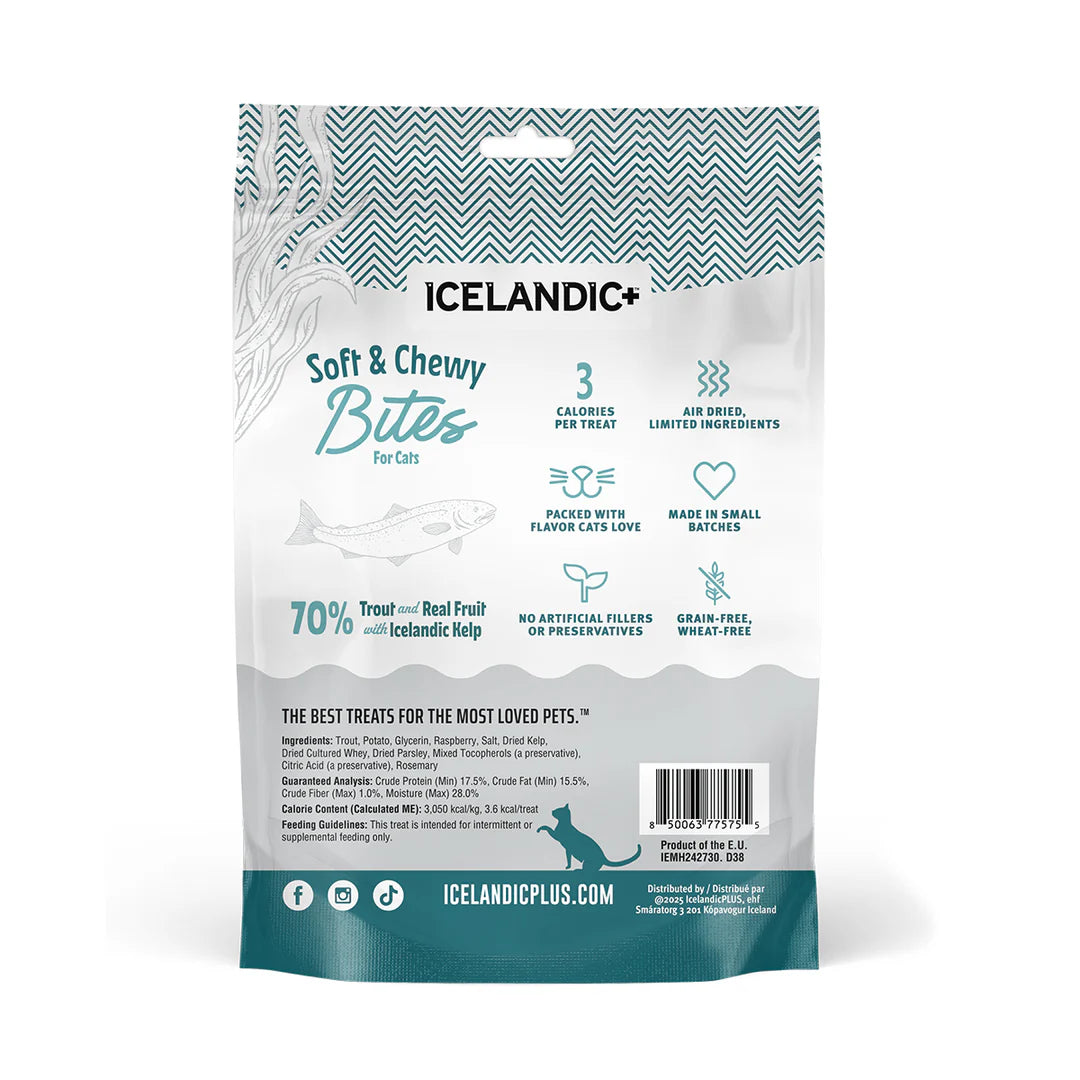Icelandic+ Soft and Chewy Bites Trout, Raspberry and Kelp Recipe Cat Treats 51g