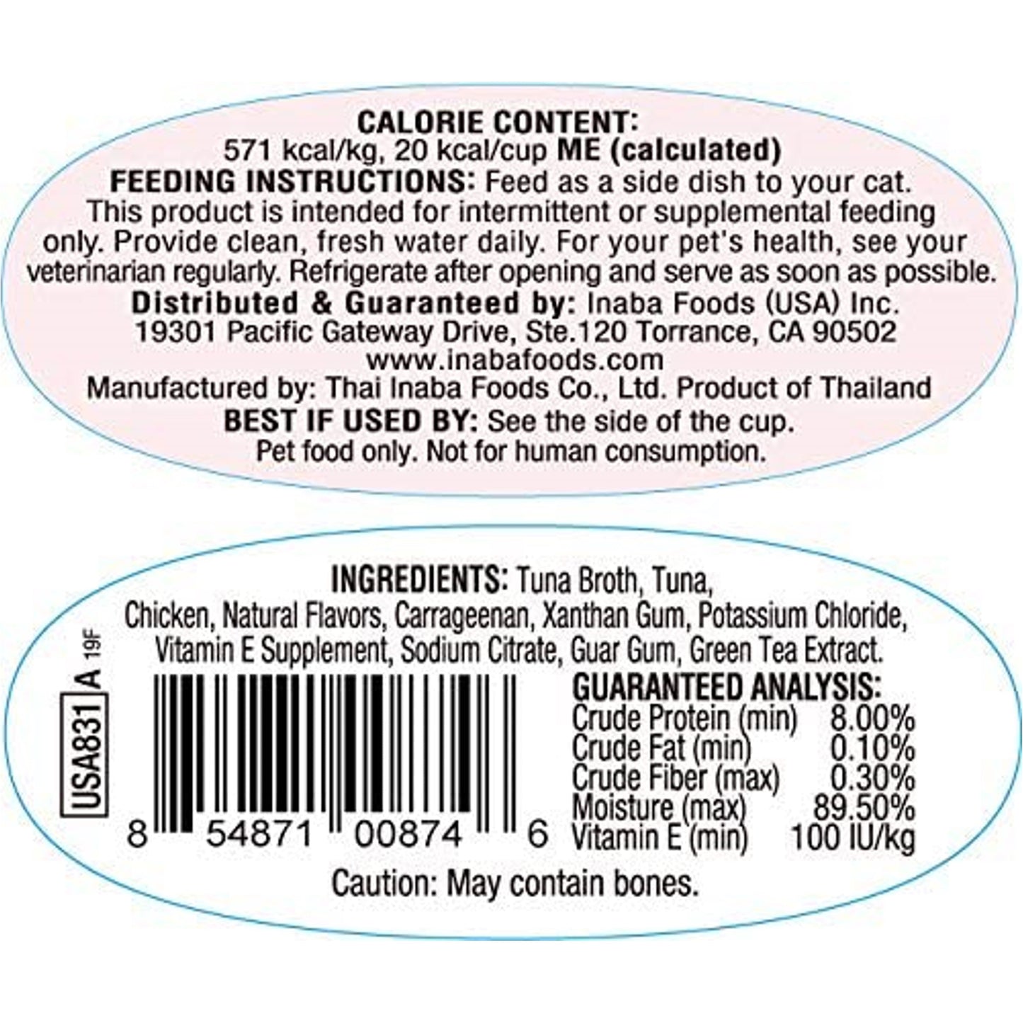 Inaba Twins Tuna & Chicken Recipe Cat Side Dish 35g/2