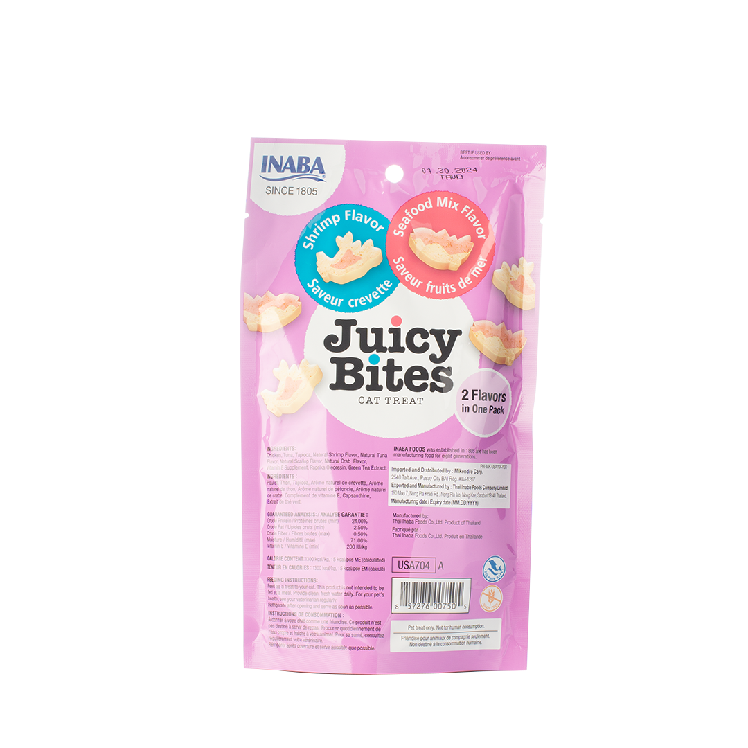 Inaba Juicy Bites Shrimp & Seafood Flavor Cat Treats 11.3g x 3-pack