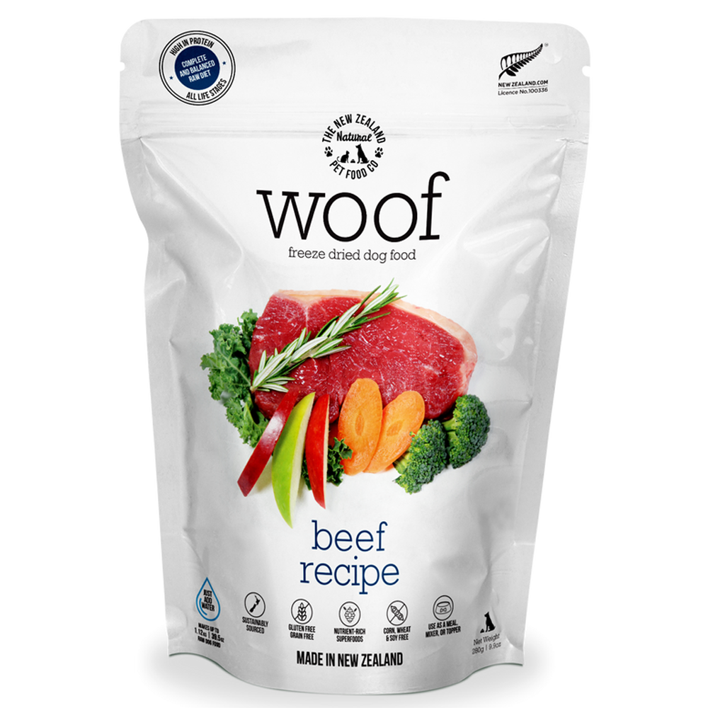 【WOOF】Chicken 280g & Beef 280g Woof Freeze Dried Beef Dog Food 280g – Bow and Wow Online