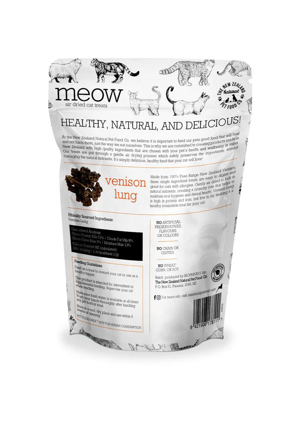 The New Zealand Natural Pet Food Co Meow Air-dried Venison Lung Dry Cat Food 50g