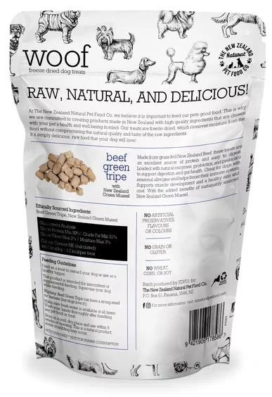 The New Zealand Pet Co Woof Freeze-dried Green Tripe Beef Dog Treat 40g