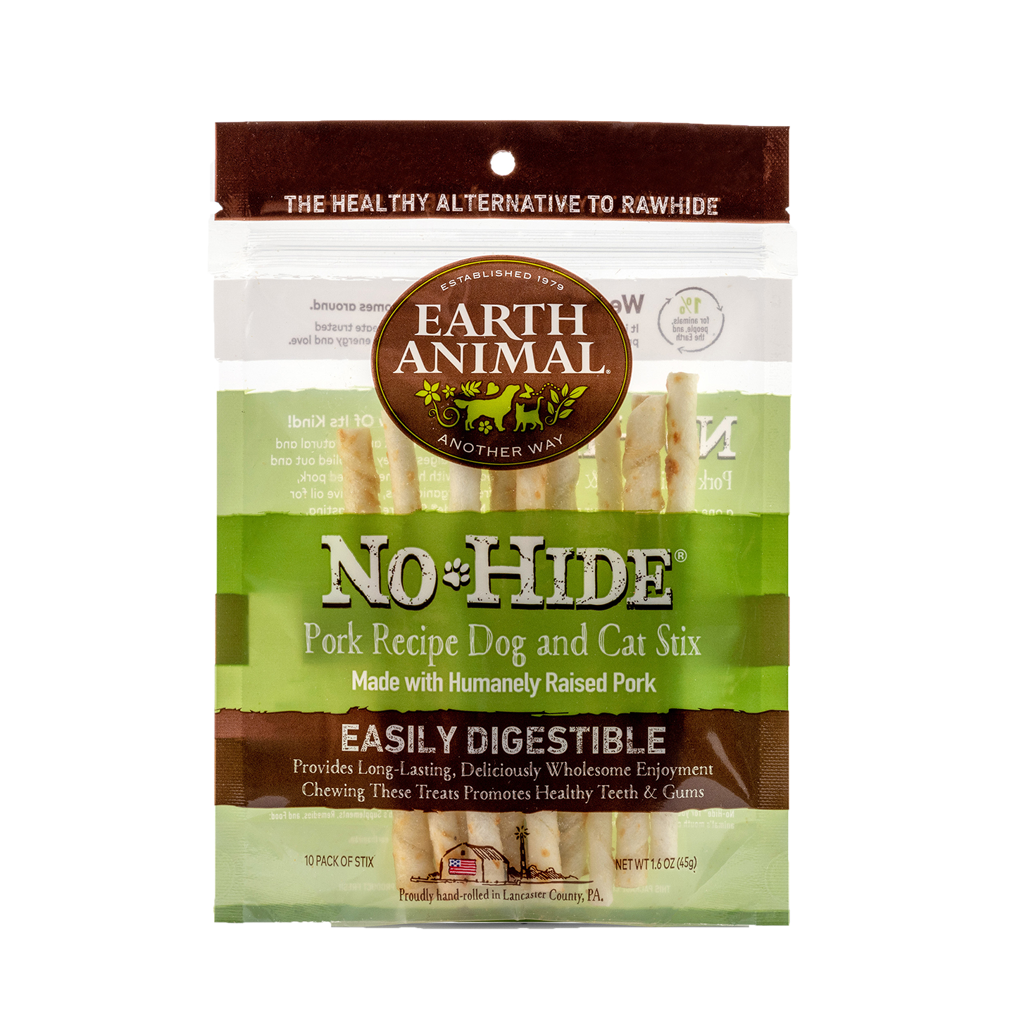 Earth Animal No-Hide Pork Recipe Dog and Cat Stix 10 ct