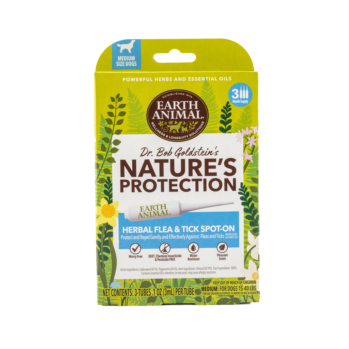 Earth Animal Dog's Nature Protection Herbal Flea & Tick Spot-On Medium