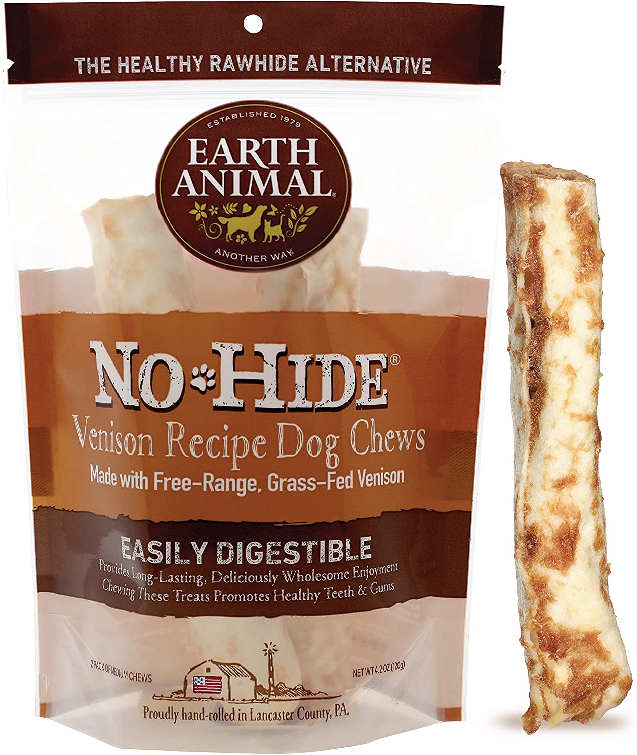 Earth Animal No-Hide Venison Medium Chews 120g
