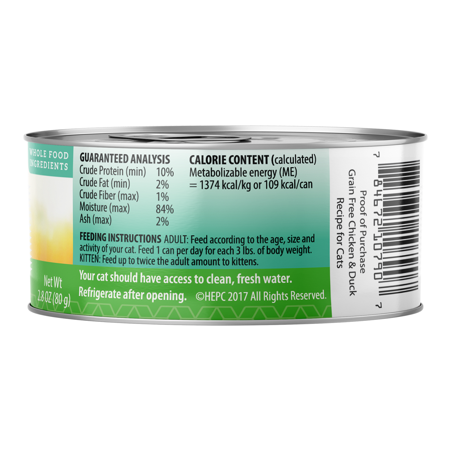 Health Extension Chicken & Duck Wet Cat Food 2.8oz