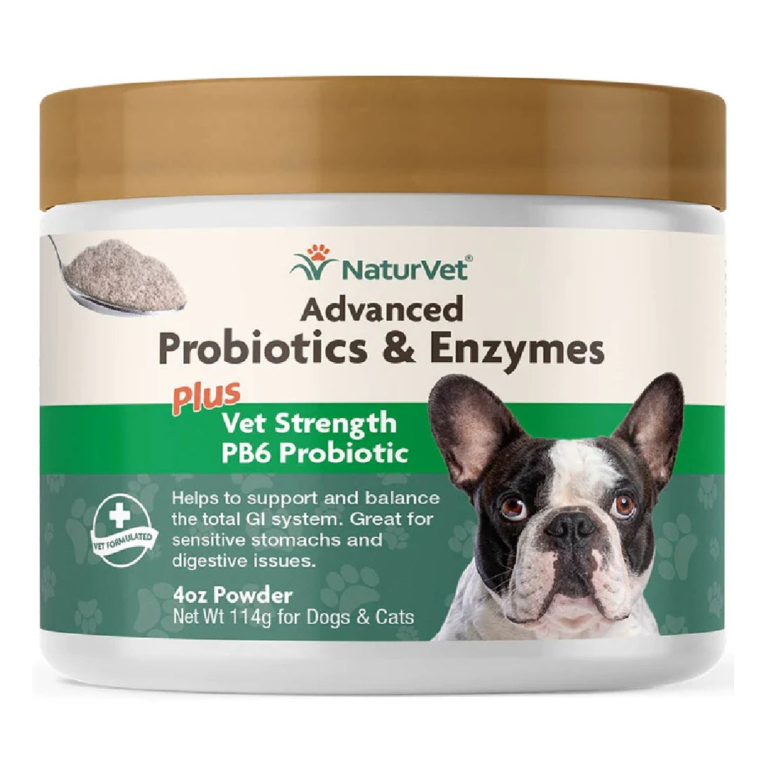 NaturVet Advanced Probiotics and Enzymes Powder Dog Supplement 228g