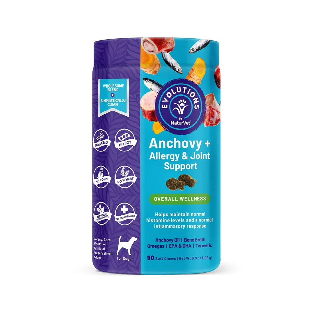 Naturvet Evolutions Anchovy and Allergy and Joint Support for Dogs 90