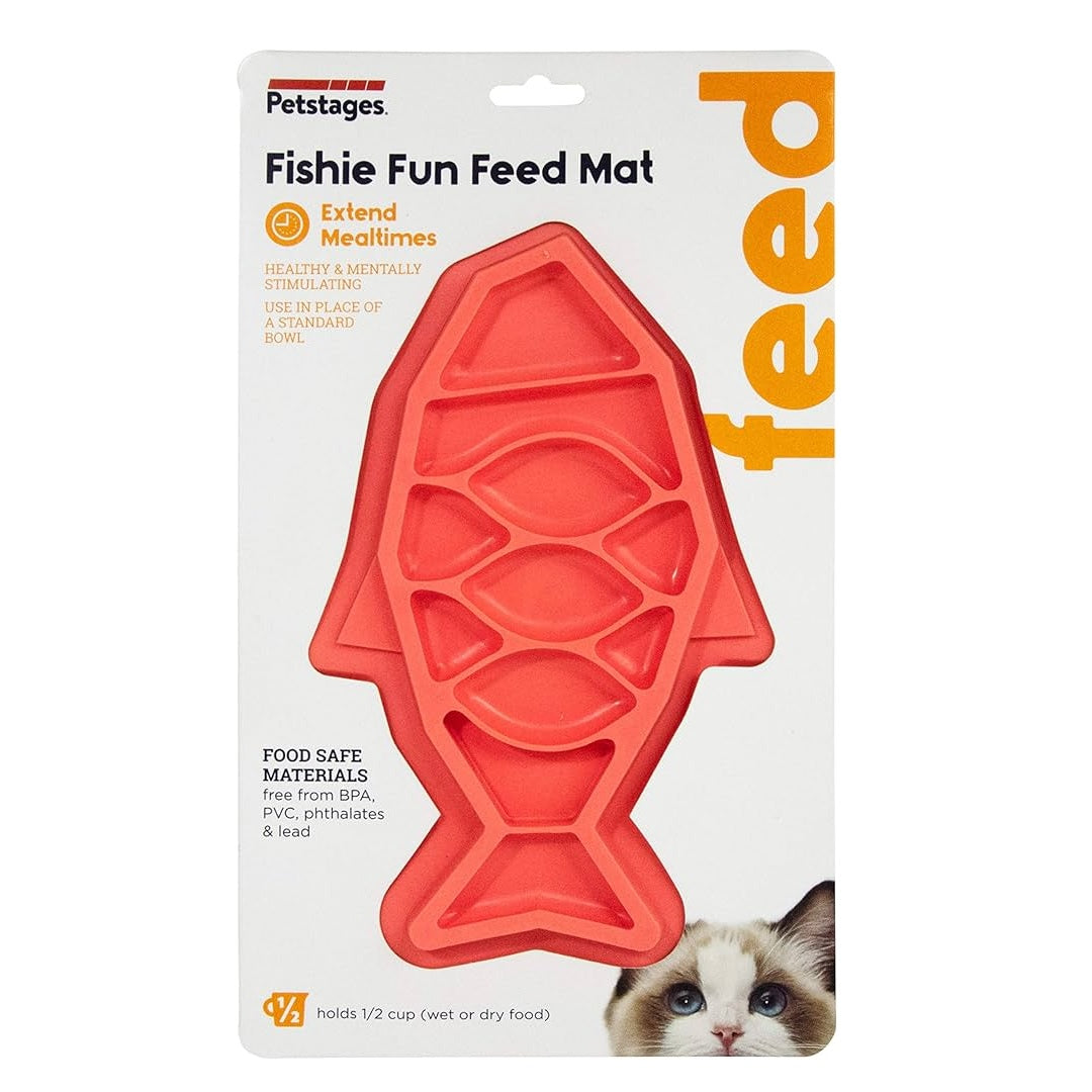 Outward Hound Cat Bowl Fun Feeder Fishie Red 4oz