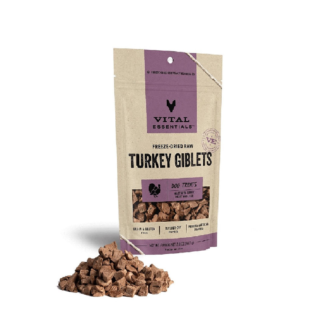Vital Essentials FreezeDried Raw Dog Treat Turkey Giblets 56g Bow & Wow
