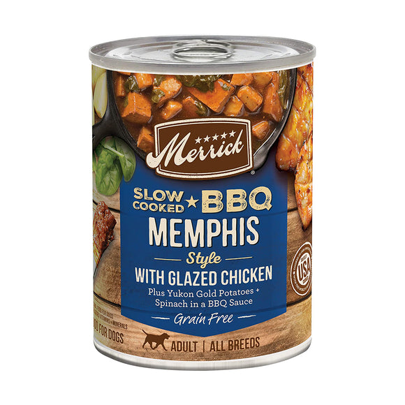 Merrick BBQ Memphis Chicken Canned Dog Glazed Chicken Food 360g