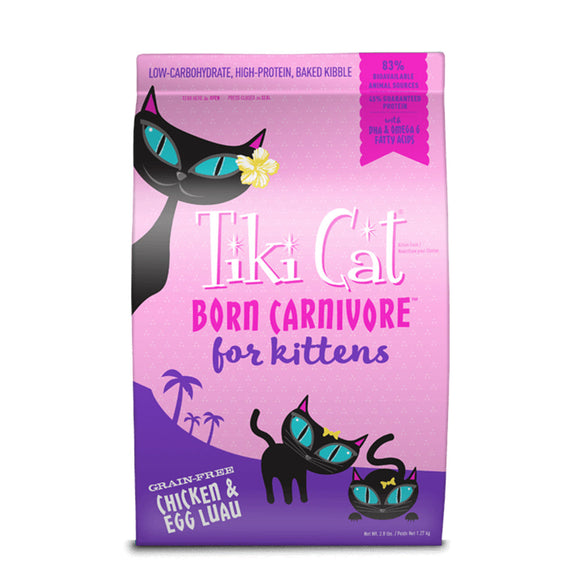 Tiki Cat Born Carnivore Dry Cat Food for Kittens Chicken & Egg Luau 2.8 Lbs